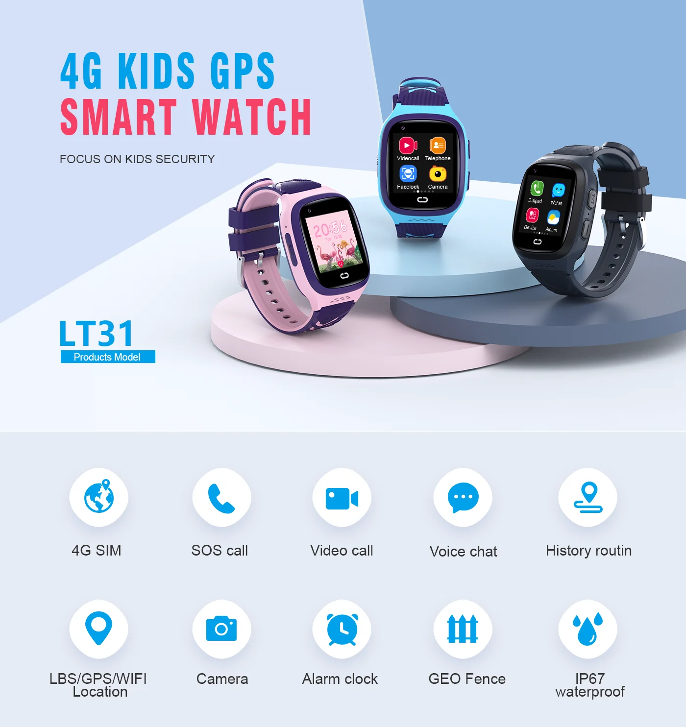 Jam Tangan Pintar Anak 4G SOS  - Smartwatch Watches For Children ulasan dan harga
