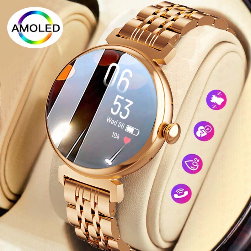 Layar AMOLED 1.04 inci jam tan - Watches Ladies Smartwatch ulasan dan harga