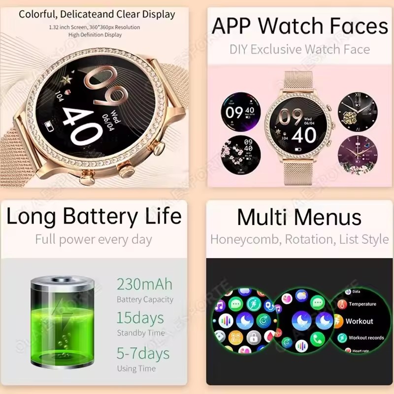 Jam Tangan Pintar Wanita Elega - Watches Ladies Smartwatch ulasan dan harga